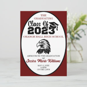 Crimson and Black Class of 2023 Graduation Invitation