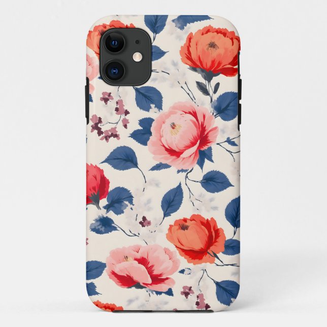 Crimson and Coral Flower Case-Mate iPhone Case (Back)