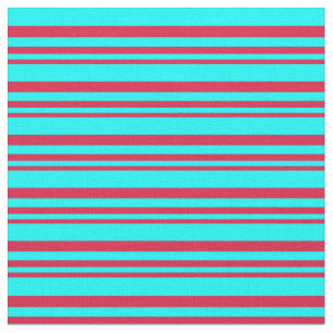 Crimson and Cyan Coloured Lines/Stripes Pattern Fabric