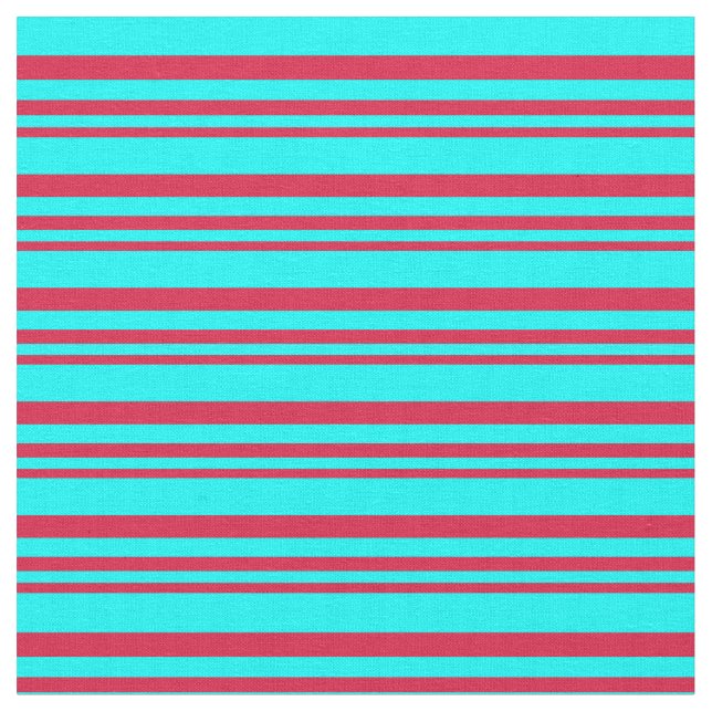 Crimson and Cyan Coloured Lines/Stripes Pattern Fabric (Close Up)