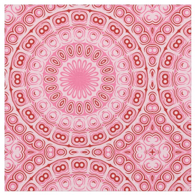 Crimson and Pink Mandala Pattern Fabric (Close Up)