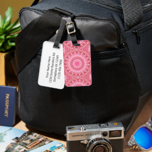 Crimson and Pink Mandala Pattern Luggage Tag