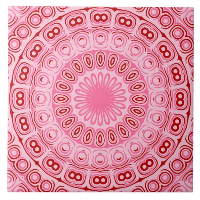 Crimson and Pink Mandala Pattern Tile (Front)