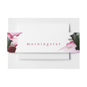 Crimson and Spruce Green Abstract Invitation Belly Band