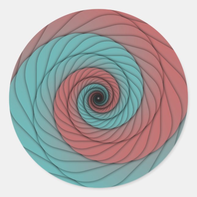 Crimson and Teal Vortex Classic Round Sticker (Front)
