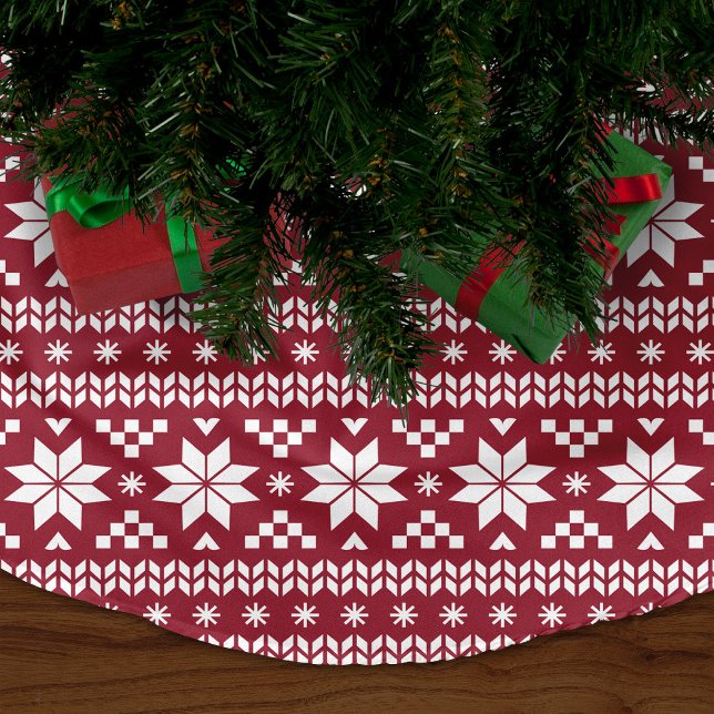 Crimson and White Fair Isle Pattern Brushed Polyester Tree Skirt (Creator Uploaded)