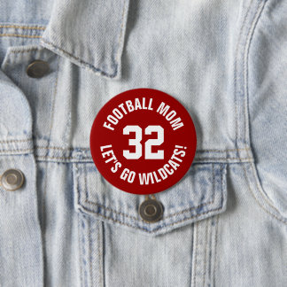 Crimson and White Football Mum Jersey Number 7.5 Cm Round Badge