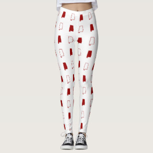 Crimson and White State of Alabama Pattern Leggings