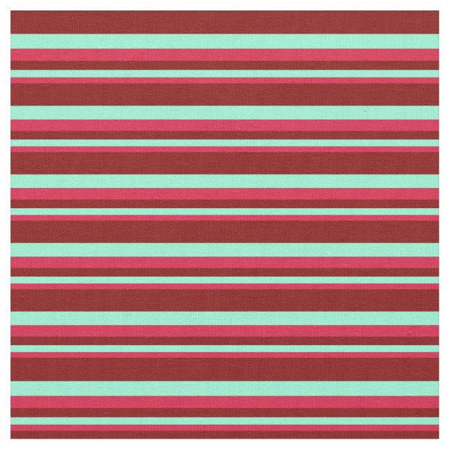 Crimson, Aquamarine, and Maroon Pattern Fabric (Close Up)