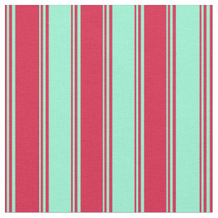 Crimson & Aquamarine Striped Pattern Fabric