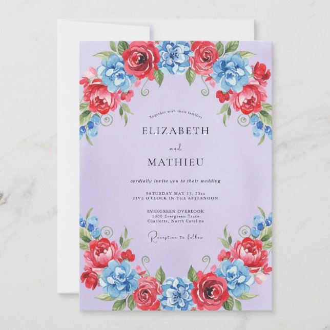 Crimson Azure Painted Wedding Invitation (Front)