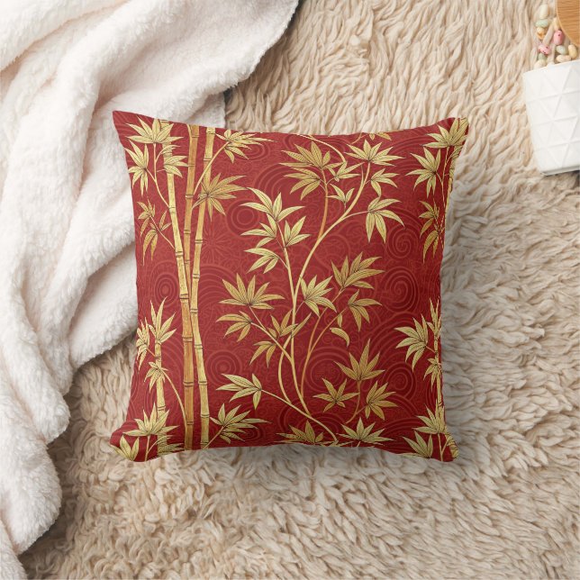 Crimson Bamboo East Asian (1) Cushion (Blanket)
