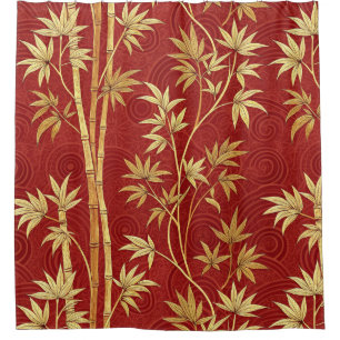Crimson Bamboo East Asian (1) Shower Curtain