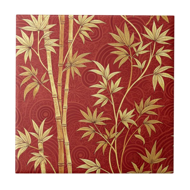 Crimson Bamboo East Asian (1) Tile (Front)