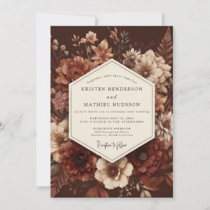 Crimson Baroque Bloom Wedding Invitation
