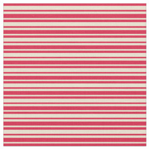 Crimson & Beige Coloured Lined/Striped Pattern Fabric