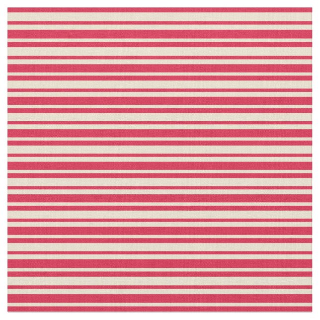 Crimson & Beige Coloured Lined/Striped Pattern Fabric (Close Up)