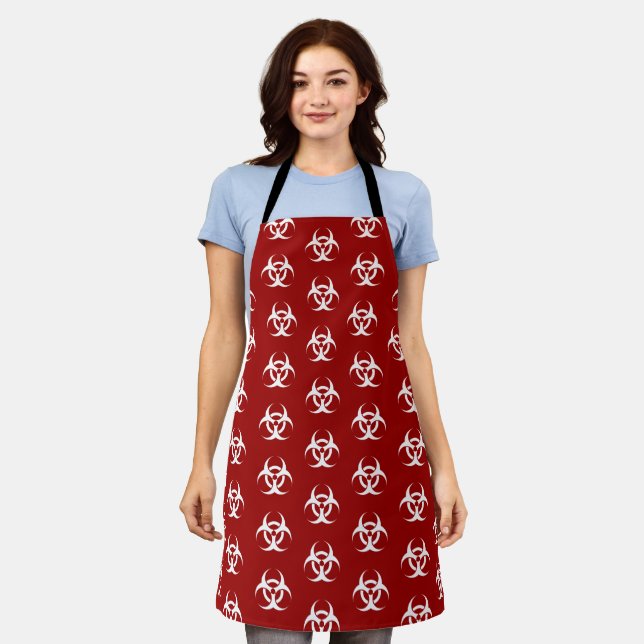 Crimson Biohazard Symbol  Apron (Worn)