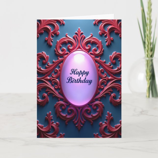 Crimson Birthday Baroque Card (Front)