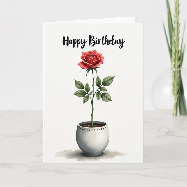 Crimson Birthday Bloom Card (Front)