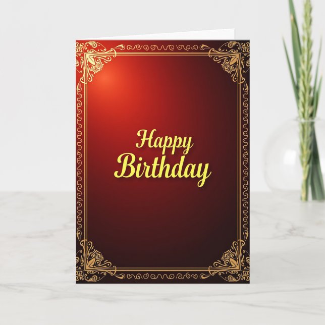Crimson Birthday Script Card (Front)