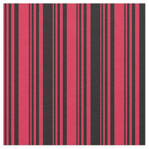 Crimson & Black Coloured Lines/Stripes Pattern Fabric