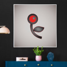 Crimson Bloom: Abstract Flower with Red and Black