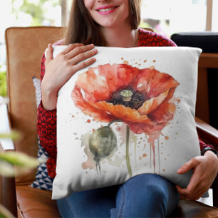 Crimson Bloom Cushion