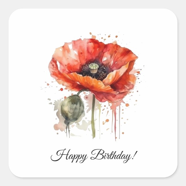 Crimson Bloom, custom Square Sticker (Front)