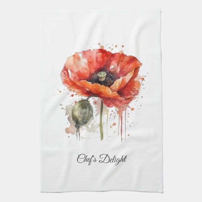 Crimson Bloom, custom Tea Towel (Vertical)
