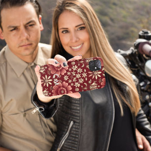 Crimson Bloom Elegance iPhone 15 Pro Case