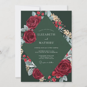 Crimson Bloom Forest Wedding Invitation