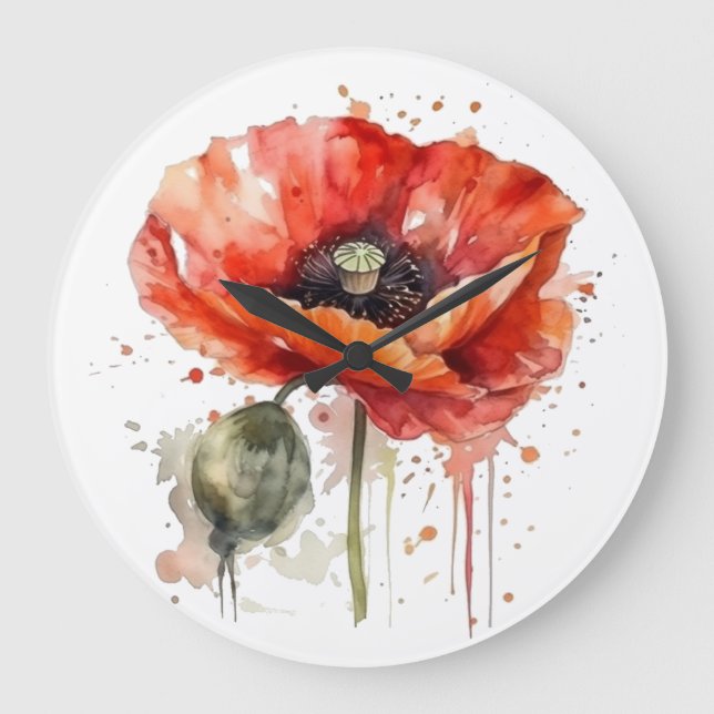 Crimson Bloom Large Clock (Front)