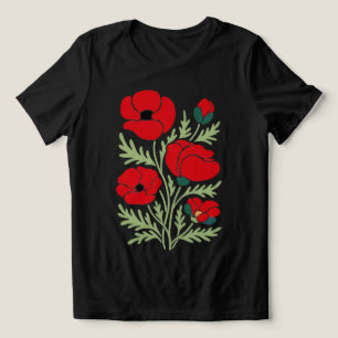 Crimson Bloom Women’s Abstract Poppy T‑Shirt Tri-Blend Shirt