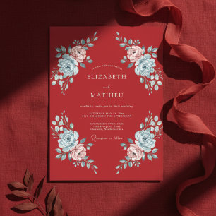 Crimson Blush Painted Wedding Invitation