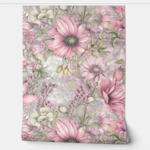 Crimson Blush Serenade Botanical Wallpaper