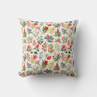 Crimson Botanical Garden Floral Throw Pillow