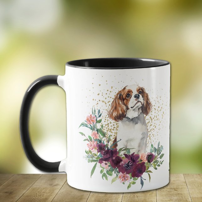 Crimson Bouquet Cavalier King Charles Spaniel Mug (Creator Uploaded)