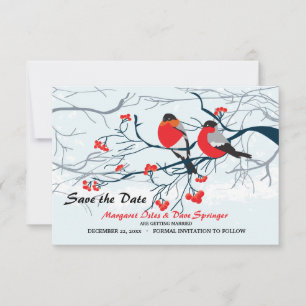 Crimson-breasted Birds Save the Date Invitation
