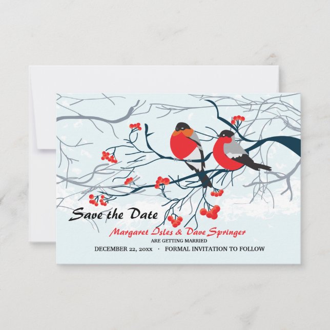 Crimson-breasted Birds Save the Date Invitation (Front)