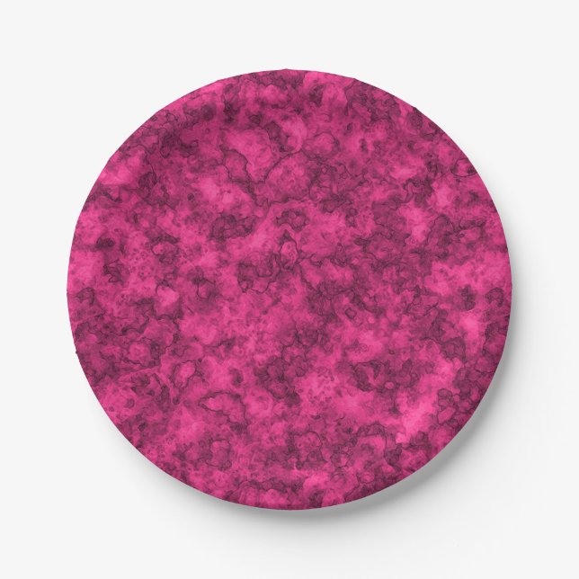 Crimson bright marble pattern paper plate (Front)