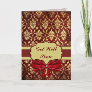 Crimson Brocade Get Well Soon Card