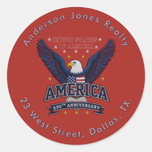  Crimson Business USA Anniversay Classic Round Sticker