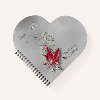 Crimson Butterfly Bloom spiral notebook