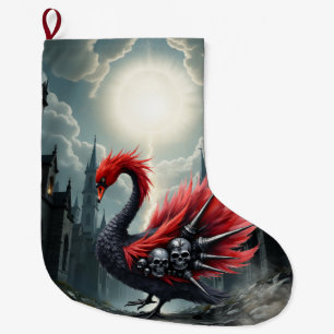 Crimson Cathedral Swan. Large Christmas Stocking
