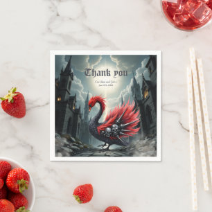 Crimson Cathedral Swan Napkin