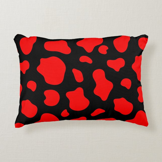 Crimson & Charcoal Spotted Decorative Pillow  (Front)