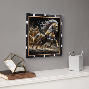 Crimson Chariot: Shadow's Fury Square Wall Clock