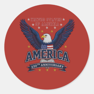 Crimson Classic American Anniversary Round Sticker