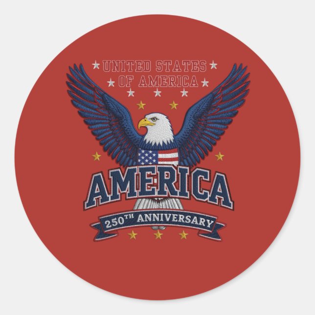 Crimson Classic American Anniversary Round Sticker (Front)